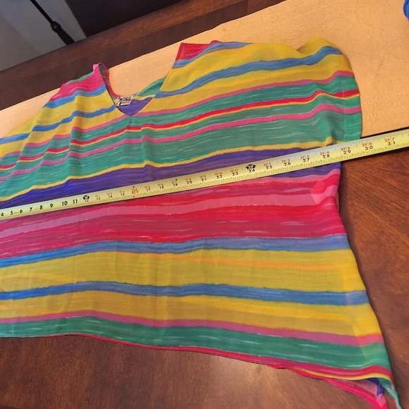 Show Me Your Mumu USA Colorful Striped Sheer Top Or Cover Up - Picture 11 of 15